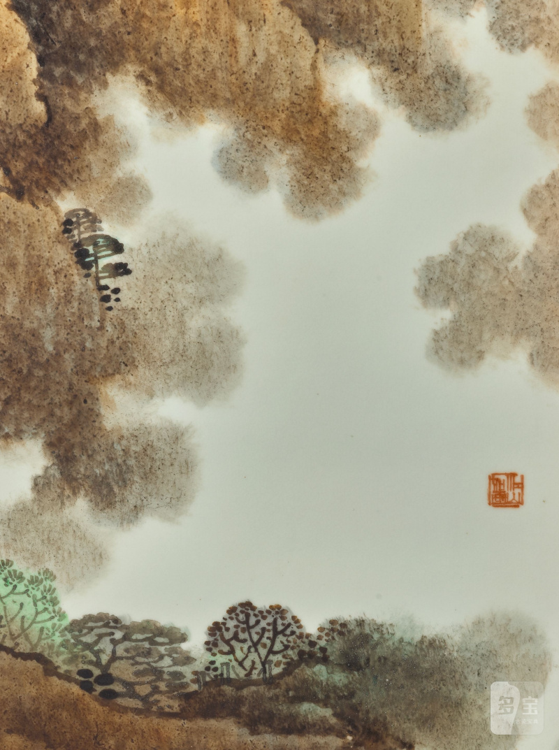 一九九三年 彩繪山景瓷板 | A LARGE POLYCHROME ENAMEL PORCELAIN PLAQUE - 图10